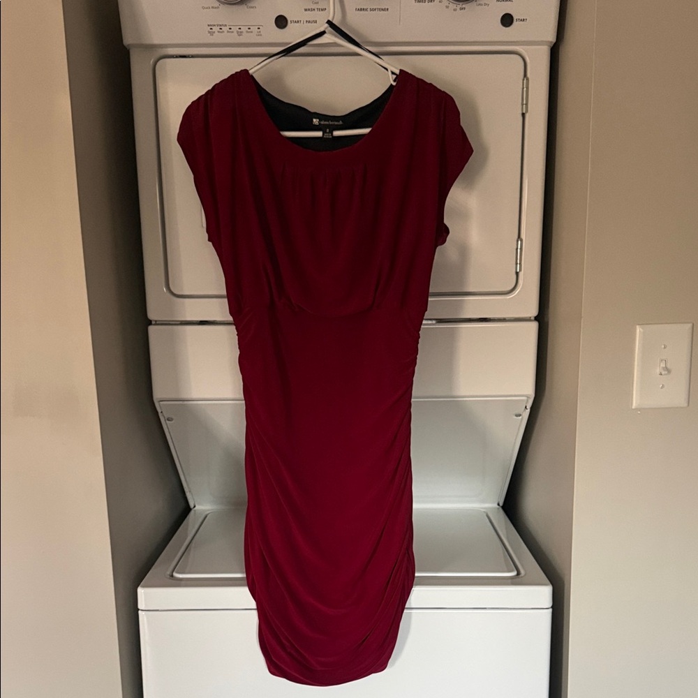 Valerie Bertinelli Burgundy Midi Dress